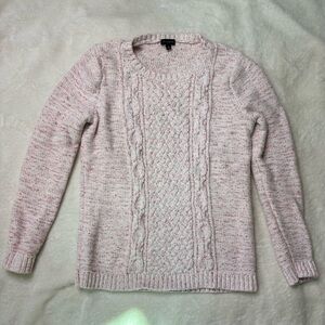 Talbots Pink and Blue Flecked Cable Knit Sweater - Size M